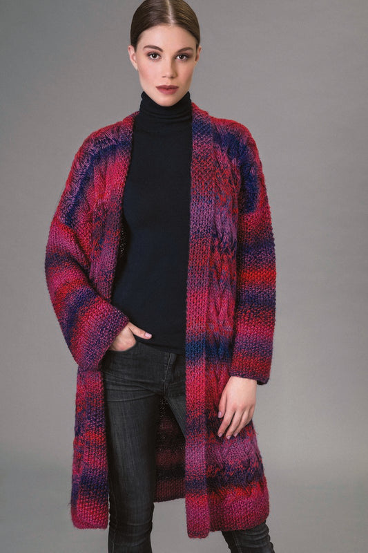 Maxi Cardigan Red Cables