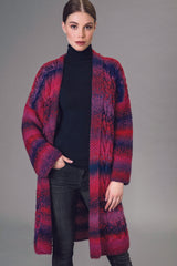 Maxi Cardigan Red Cables