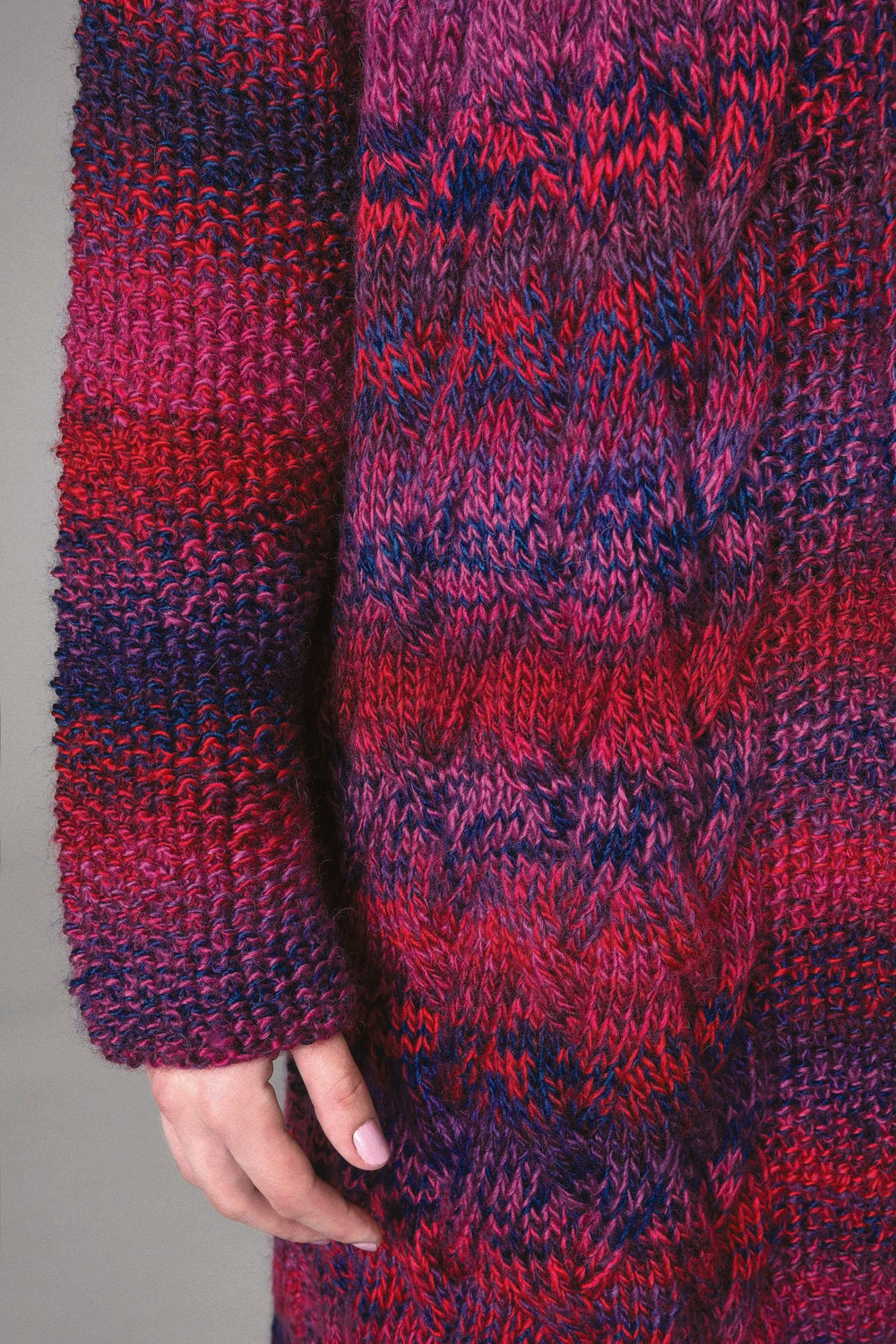 Maxi Cardigan Red Cables